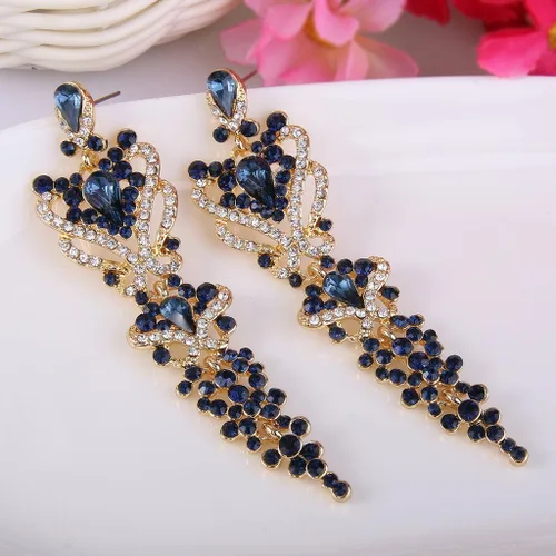 Vista 3 de EVER FAITH Aretes colgantes con nudo floral inspirado en Gastby de cristal austriaco para mujer color dorado Cristal