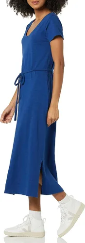 Vista 3 de Tienda Essentials Vestido midi de manga corta con cinturón para mujer