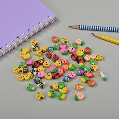 Vista 3 de 300 unidades de mini borradores de lápiz para niños, animales y frutas, a granel para regalo de regreso a clases (animales y frutas, pequeño)