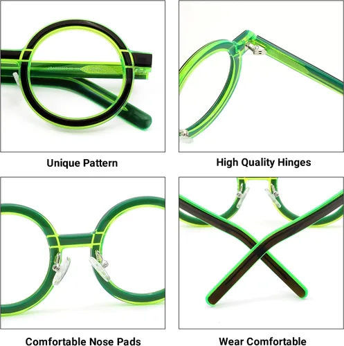 Vista 5 de VOOGLAM Gafas de bloqueo de luz azul de marco redondo, gafas negras de moda para mujer, antifatiga ocular y UV