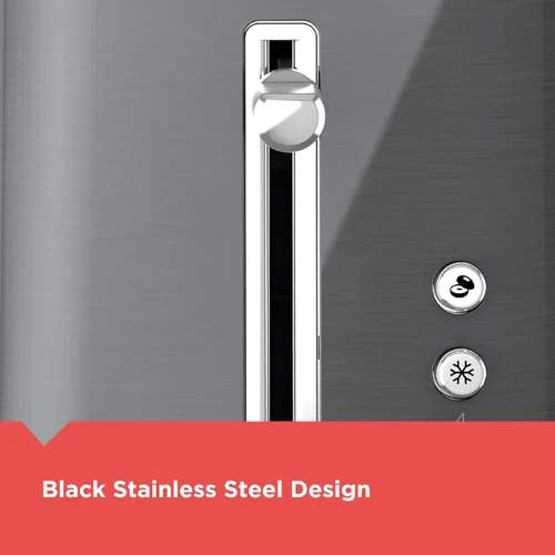 Vista 4 de Black & Decker Tostadora de 2 rebanadas con función de botón de ranura extra ancha, selector de sombra y bandeja de migas abatible, negro/acero