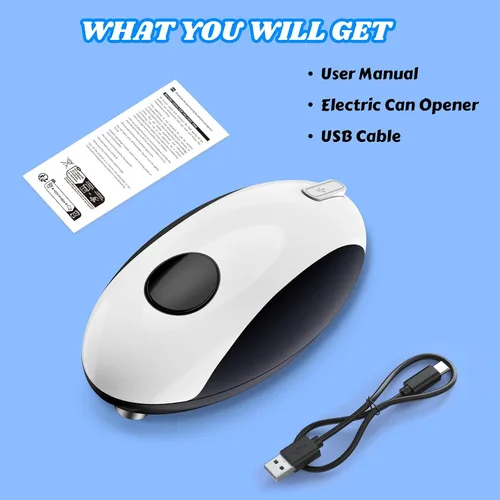 Vista 7 de Abrelatas eléctrico recargable por USB - Funciona con batería, operación automática de un toque, soporte magnético para tapa y corte de borde suave