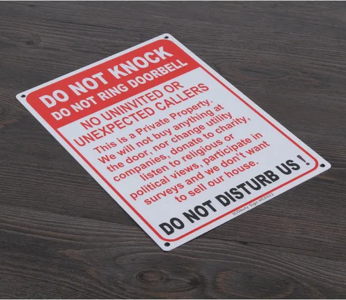Vista 2 de ICObuty Letrero con texto en inglés "Do Not Knock Do Not Molb", con protección UV, 10 x 7 pulgadas, libre de óxido, 40 mil, reflectante, fácil
