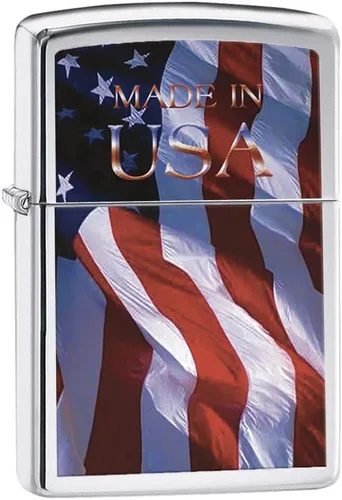 Vista 18 de Zippo encendedores con la bandera de EE. UU.