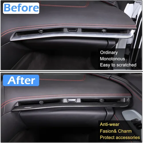 Vista 2 de CHEAYAR Cubierta de tablero de control compatible con Chevrolet Corvette C8 Stingray 2020-2023, cubierta de tira de tablero de consola ABS