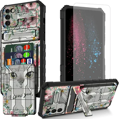 Vista 21 de Funda para teléfono Samsung Galaxy A54 con protector de pantalla, funda con ranura para tarjetas desmontable incorporada, con función atril, a