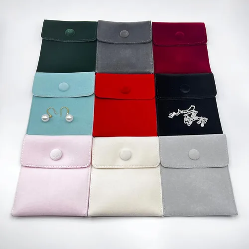 Vista 3 de 2 Piece Velvet Jewelry Bag for Necklaces, Bracelets, Rings, Watches, Earphones and Other Mini Items (Black 2)