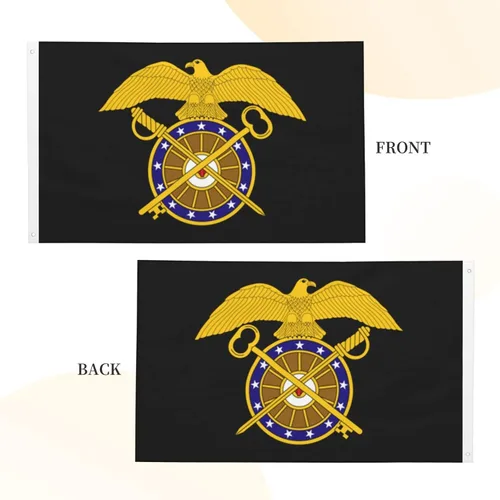 Vista 5 de Bandera de Insignia de rama del Cuerpo de Intendente de Estados Unidos, 3 x 5 pies, poliéster duradero de doble cara, divertida pancarta decorativa