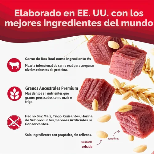 Vista 4 de Nulo Frontrunner Ancient Grains - Alimento para perros con alto contenido de proteínas, receta de carne de res, cebada y cordero, alimento seco