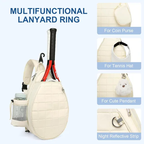 Vista 5 de KAVIGOR Bolsa cruzada de tenis profesional: bolsa de pickleball acolchada impermeable con 2 raquetas con compartimento húmedo/seco Diseño unisex