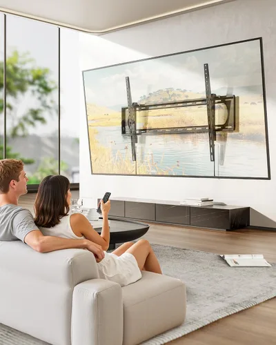 Vista 10 de monTEK Soporte de pared para TV con inclinación de alta resistencia para televisores grandes de 60–120” hasta 136 kg, probado 4 veces por seguridad