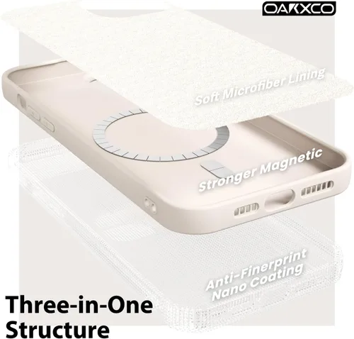Vista 5 de oakxco Funda de silicona para iPhone 12 Pro Max, magnética, compatible con carga inalámbrica Magsafe, cubierta protectora de goma suave y delgada