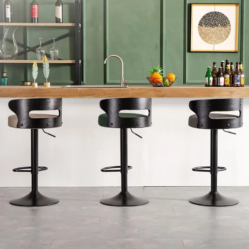 Vista 6 de Taburetes de bar altos de piel sintética mate para sala de estar, silla de bar, respaldo de muebles de cocina, taburete alto, taburete nórdico