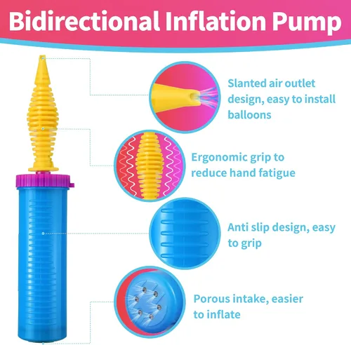 Vista 4 de Hand Balloon Pump, Dual Action Two-Way Inflator, Manual Air Blower for Balloons