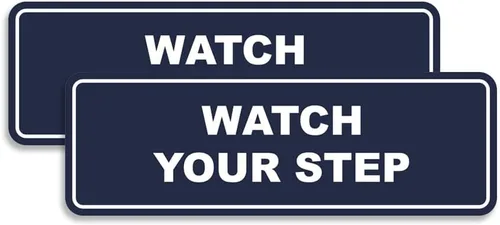 Vista 43 de Signs ByLITA Letrero estándar para pared o puerta con texto en inglés «Watch Your Step», señalización de salud y seguridad (negro), mediano