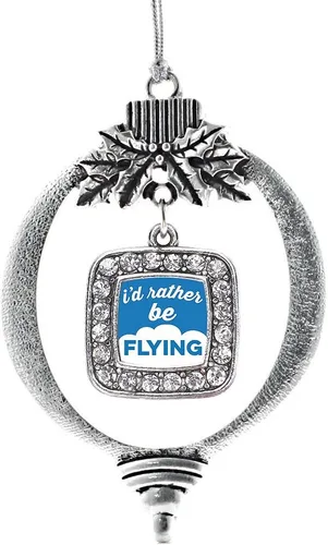 Vista 218 de Inspired Silver - Bon Voyage Cruise Ship Charm Ornamento – Adornos navideños cuadrados de plata con joyas de circonita cúbica