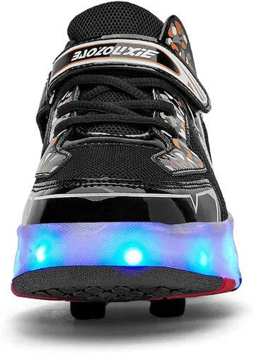 Vista 6 de Zapatos con ruedas para niños 4 ruedas mejoradas, modelo 16 LED, recargable, colorido, para niñas, niños, tenis retráctiles, zapatos de skate