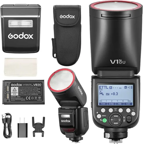 Vista 10 de Godox V1Pro-C versión USA Flash para Canon, V1Pro-CU Flash de cámara Speedlite con subflash desmontable, batería de carga USB-C, luz de modelado