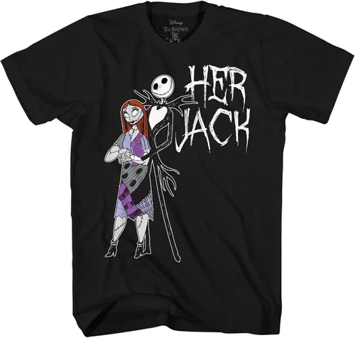 Vista 2 de Disney Camiseta para adultos de Nightmare Before Christmas Her Jack His Sally Couples