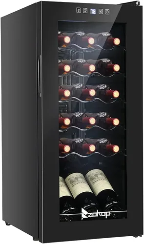 Vista 10 de Winado Refrigerador de vino con compresor de 12 botellas con temperatura ajustable, mini refrigerador de vino compacto independiente con control