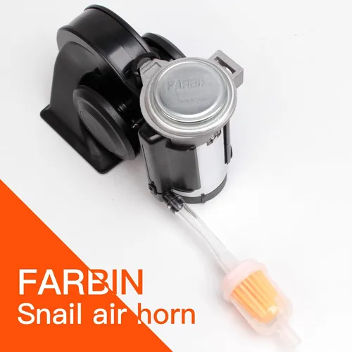 Vista 2 de FARBIN Bocina para automóvil de 12 voltios / 24 voltios, 150 db, bocina de aire de muy alto volumen, con compresor, bocina de auto compacto