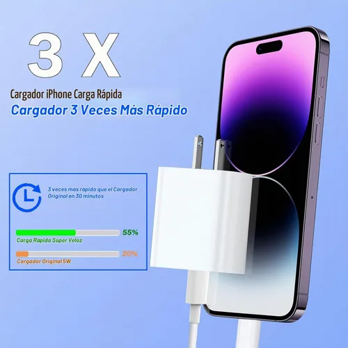 Vista 7 de Cargador rápido para iPhone, [certificado Apple MFi] Paquete de 2 cargadores de pared PD USB C con cargador de pared USB C extra largo de 10 pies a