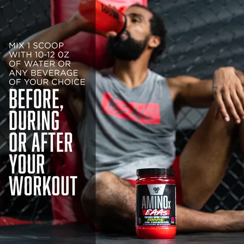 Vista 5 de BSN Amino X EAAs, Recuperación Muscular y Resistencia, 10g de Aminoácidos Esenciales, 5g de BCAAs, Sin Azúcar, Libre de Cafeína, Jugo de Selva, 0.37