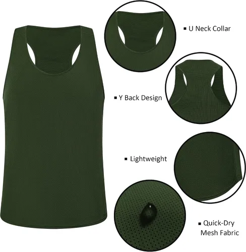 Vista 4 de LecGee Camiseta sin mangas para hombre, paquete de 3 camisetas sin mangas para entrenamiento de gimnasio y espalda en Y, mallas para culturismo