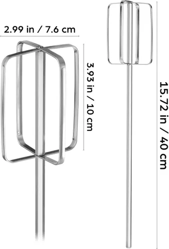 Vista 2 de PRETYZOOM - Varilla de revolver carne manual de acero inoxidable para mezclar sin taladros, batidor largo de cocina para pasta de olla caliente