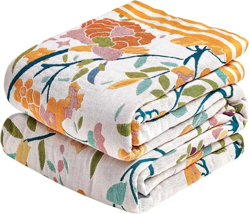Vista 21 de Manta Bohemia – Manta suave 100% algodón para cama, 60"x80", reversible, transpirable, ligera, para otoño, todas las estaciones, decoración de casa