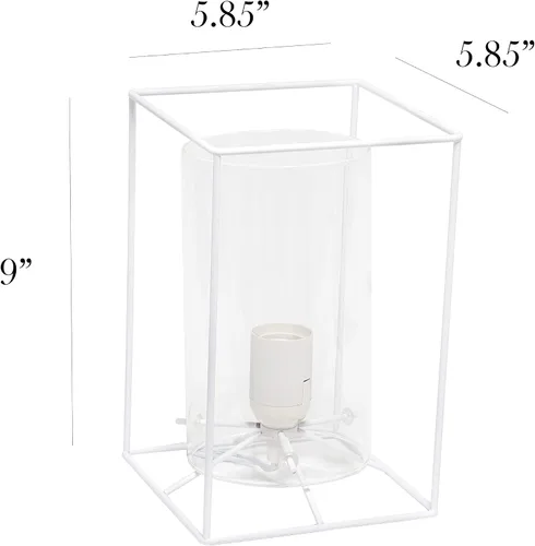 Vista 3 de Elegant Designs LT2069-WHT Lámpara de mesa pequeña de vidrio y metal, color blanco y transparente