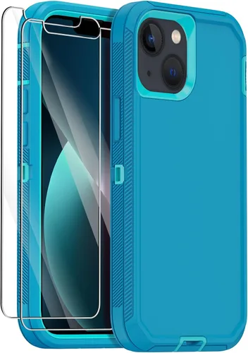 Vista 13 de Funda para iPhone 13 con 2 protectores de pantalla, protección contra caídas a prueba de golpes, cuerpo completo, resistente, 3 capas, militar