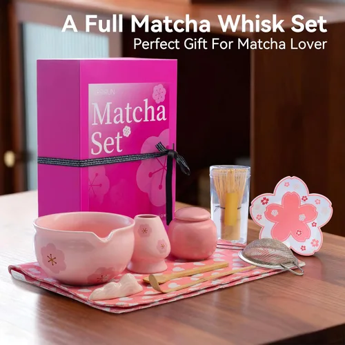Vista 9 de Juego de 10 batidores de matcha, kit de fabricación de té matcha japonés con batidor de bambú, cuenco de cerámica, herramientas completas
