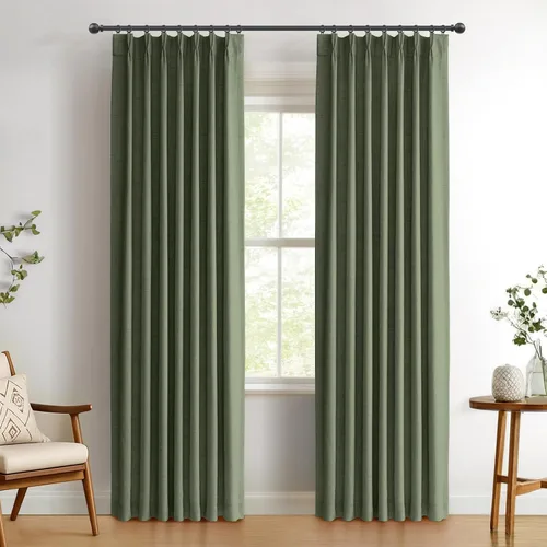 Vista 6 de Cortinas opacas con textura y aspecto de lino de 72 pulgadas de largo, juego de 2 paneles de cortinas opacas de lino sintético para dormitorio