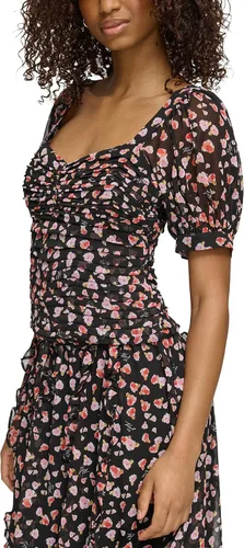 Vista 3 de Karl Lagerfeld Paris Blusa floral recortada para mujer, Negro Multi