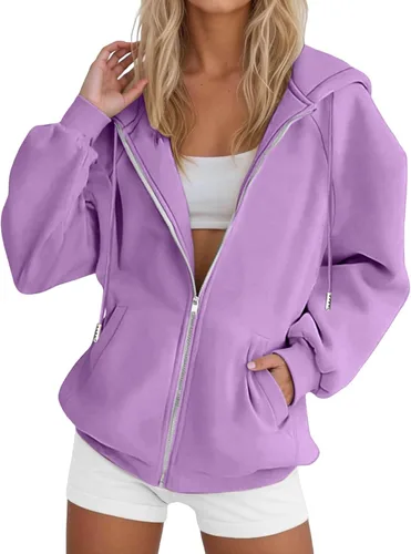 Vista 27 de JOFOW Sudaderas con capucha y cremallera para mujer 2026 Y2K 3- Negro