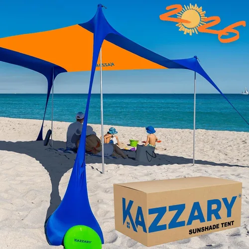 Vista 14 de Tienda de campaña de playa UPF50+ con bolsas de arena, 4 postes de estabilidad, clavijas de tierra, pala de arena de disco volador, refugio ligero