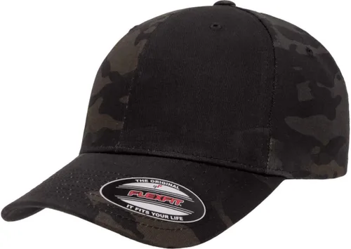 Vista 48 de Gorra de béisbol Flexfit Wooly Combed Premium de 6 paneles estructurada Ajuste elástico Paquete al por mayor disponible Negro