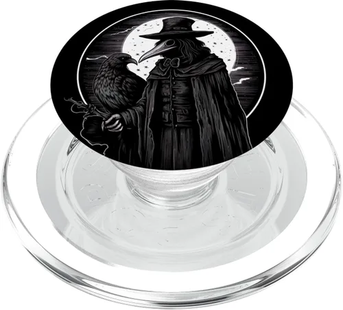 Vista 8 de Black Crow Death Plague Doctor Occult Aesthetic Raven Goth PopSockets PopGrip estándar