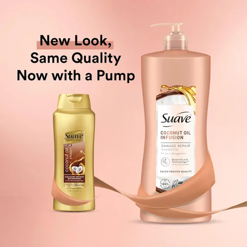 Vista 3 de Suave Champú reparador de daños con aceite de coco, para cabello normal, seco y dañado, con infusión de aceite de coco puro, 28 onzas, paquete de 4