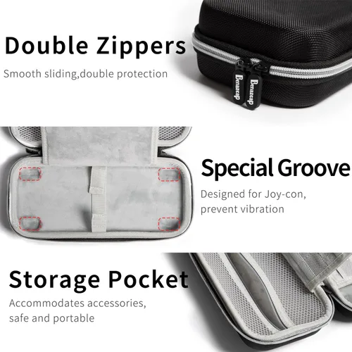 Vista 2 de Benazcap Funda compatible con Nintendo Switch OLED modelo 2021 14 en 1 kit de accesorios con funda de transporte cubierta transparente protector