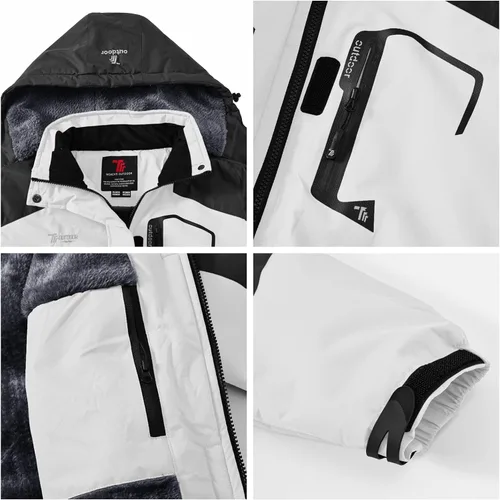Vista 6 de Rdruko Chaqueta de esquí impermeable para mujer, resistente al viento, para snowboard, trabajo, para uso en invierno