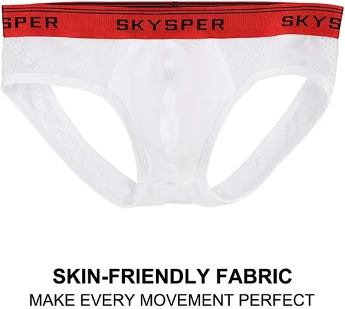 Vista 3 de SKYSPER Jockstrap de malla transpirable de algodón Jock Strap para hombre, ropa interior atlética, partidarios atléticos para hombres