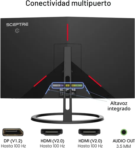 Vista 6 de Sceptre - Monitor IPS de 27 pulgadas, 2K, 2560 x 1440p, QHD, 75Hz, DisplayPort HDMI, 99% sRGB, altavoces integrados, color negro máquina (E275W-QPT)