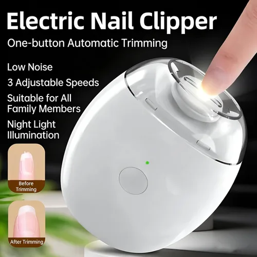 Vista 3 de 2 piezas de amoladora de uñas automática universal, 2026 portátil 3 en 1 con luz LED y 3 velocidades, cortador de uñas automático silencioso