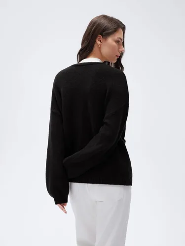 Vista 2 de SUUKSESS Suéteres tipo cárdigan de cachemira para mujer con trajes de otoño Negro