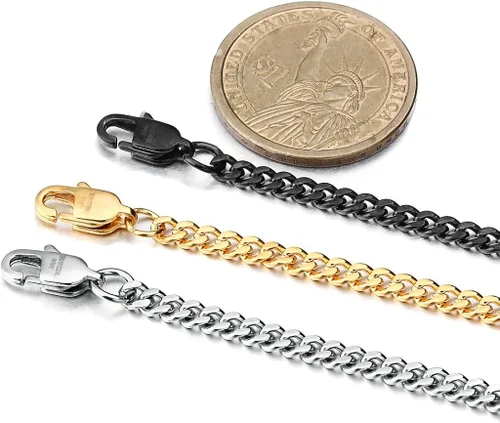 Vista 2 de Jstyle Collar de cadena de eslabones de acero inoxidable para hombres y mujeres, 3 piezas de 964 de pulgada (3.5 mm)