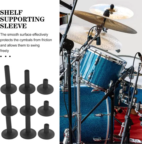 Vista 5 de Pequeñas fundas de platillo, 12 piezas, accesorios de repuesto para tambor de percusión, piezas negras
