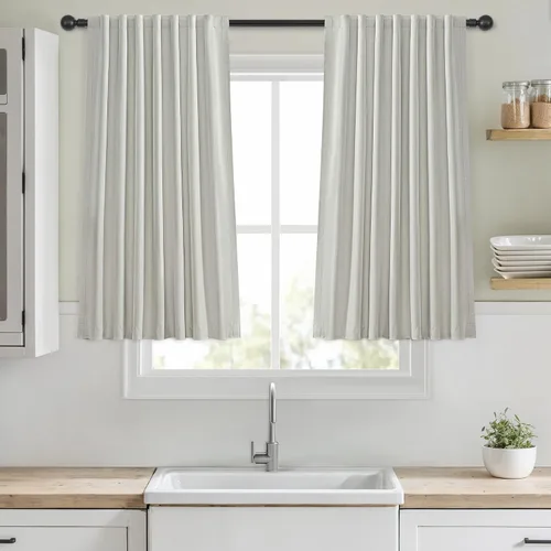 Vista 10 de Cortinas opacas de 54 pulgadas de largo para dormitorio, sala de estar, cortinas beige con aislamiento térmico, oscurecimiento de la habitación