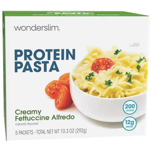 Vista 10 de WonderSlim Pasta de Proteína, Macarrones con Queso y Filete, 140 Calorías, 12g de Proteína (7 unidades)
